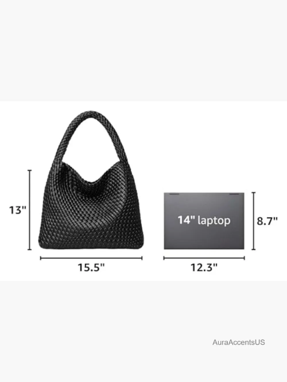 Large Capacity Woven Hobo Tote Bag with Pouch & Organizer